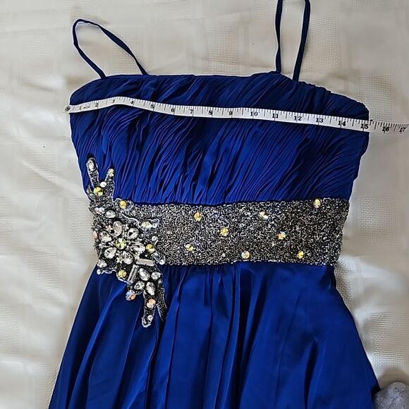 Bicici Women's Spaghetti Straps Rushed Top With Embellishment Belt Maxi DressL/M - Picture 10 of 16